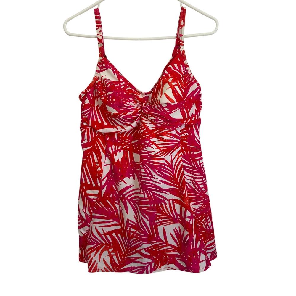 Island Escape Pink Floral Swim Dress Size 14 One Piece Swimsuit - Picture 1 of 8